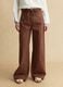 Brown striped wide-leg trousers in pure cotton_1