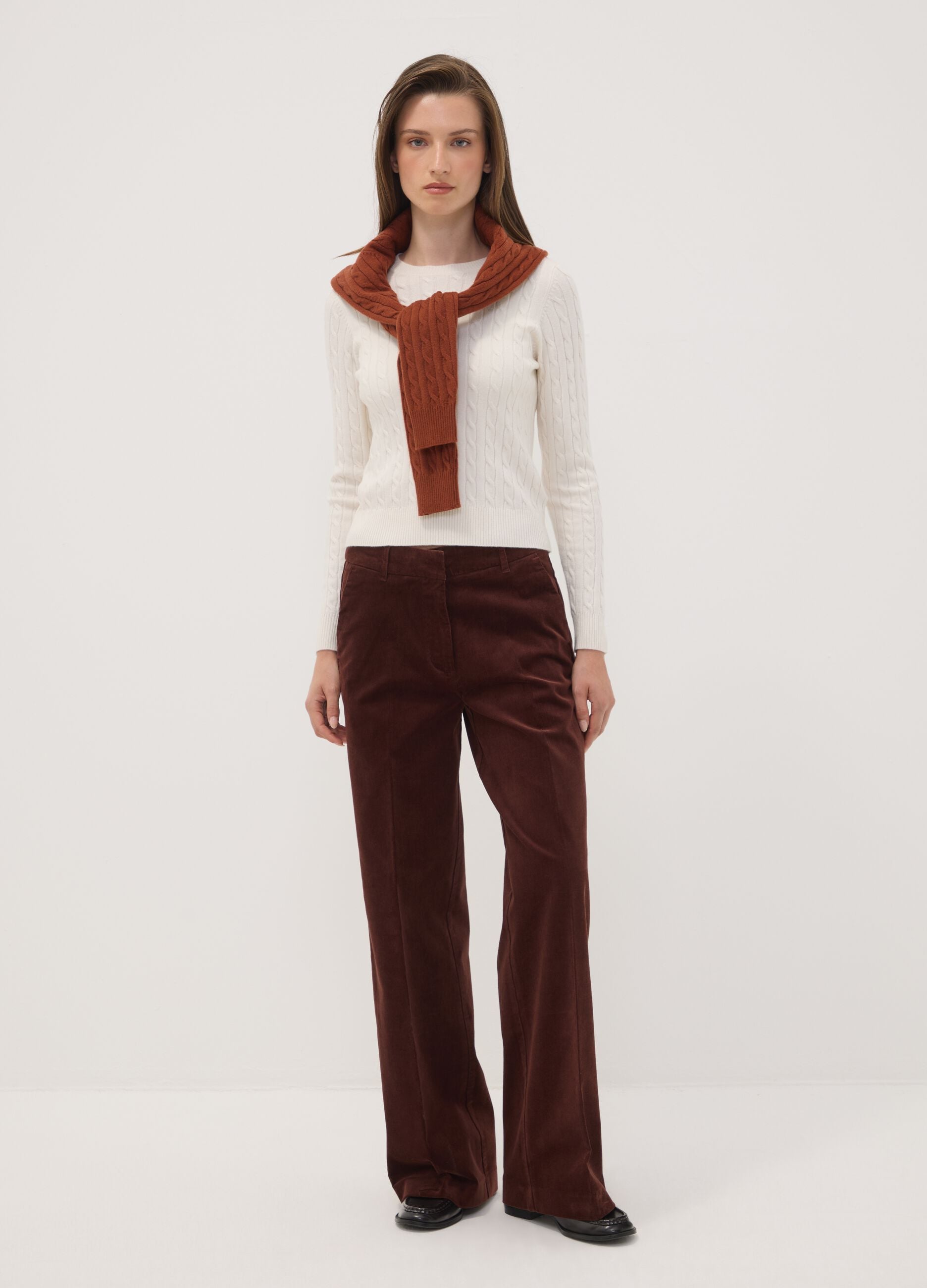 Brown The Iconic Pants straight-fit stretch cotton corduroy trousers