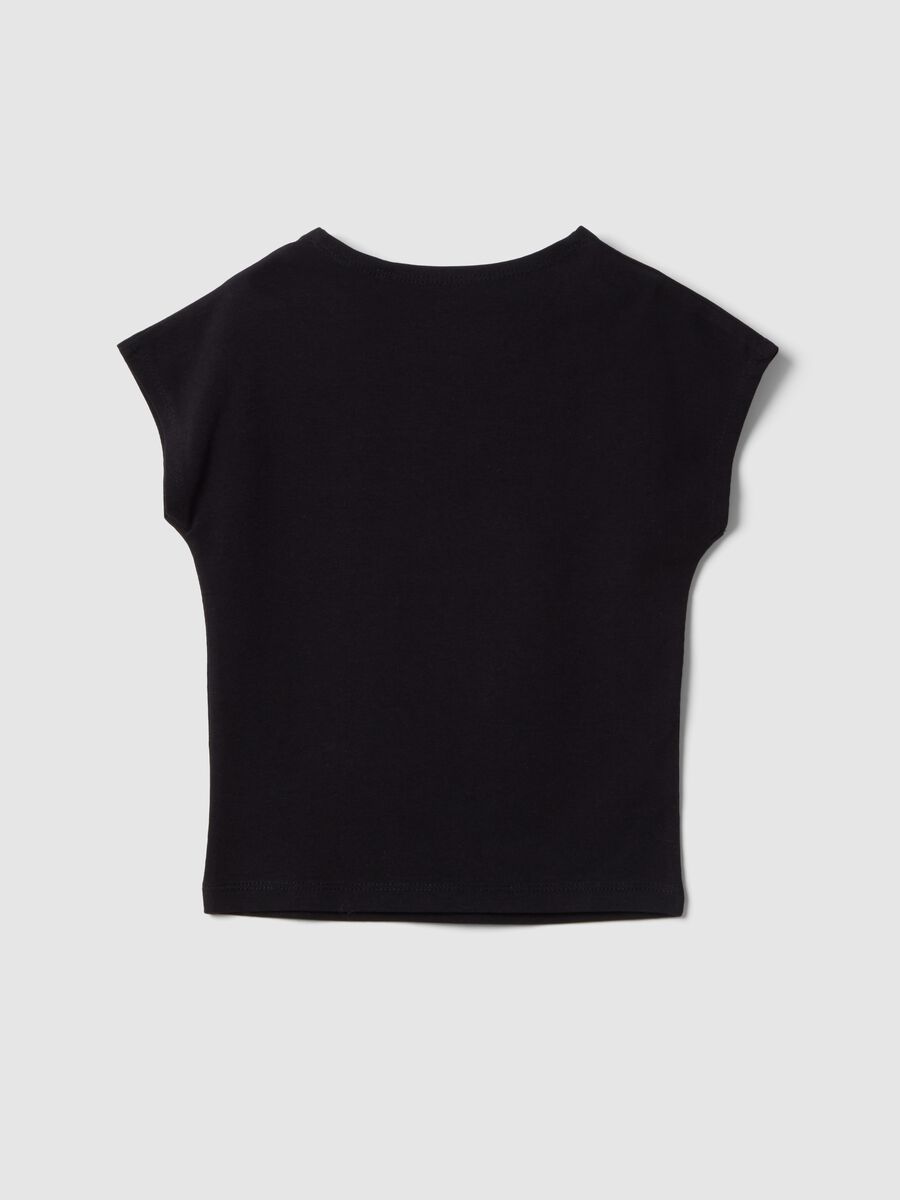 T-shirt in cotone elasticizzato nera da ragazza slim fit_1