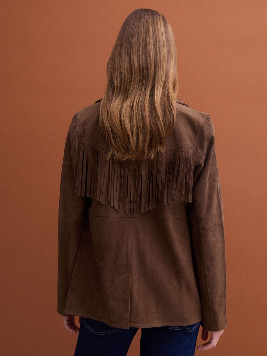 Brown fringed genuine leather jacket &ndash; regular fit_4