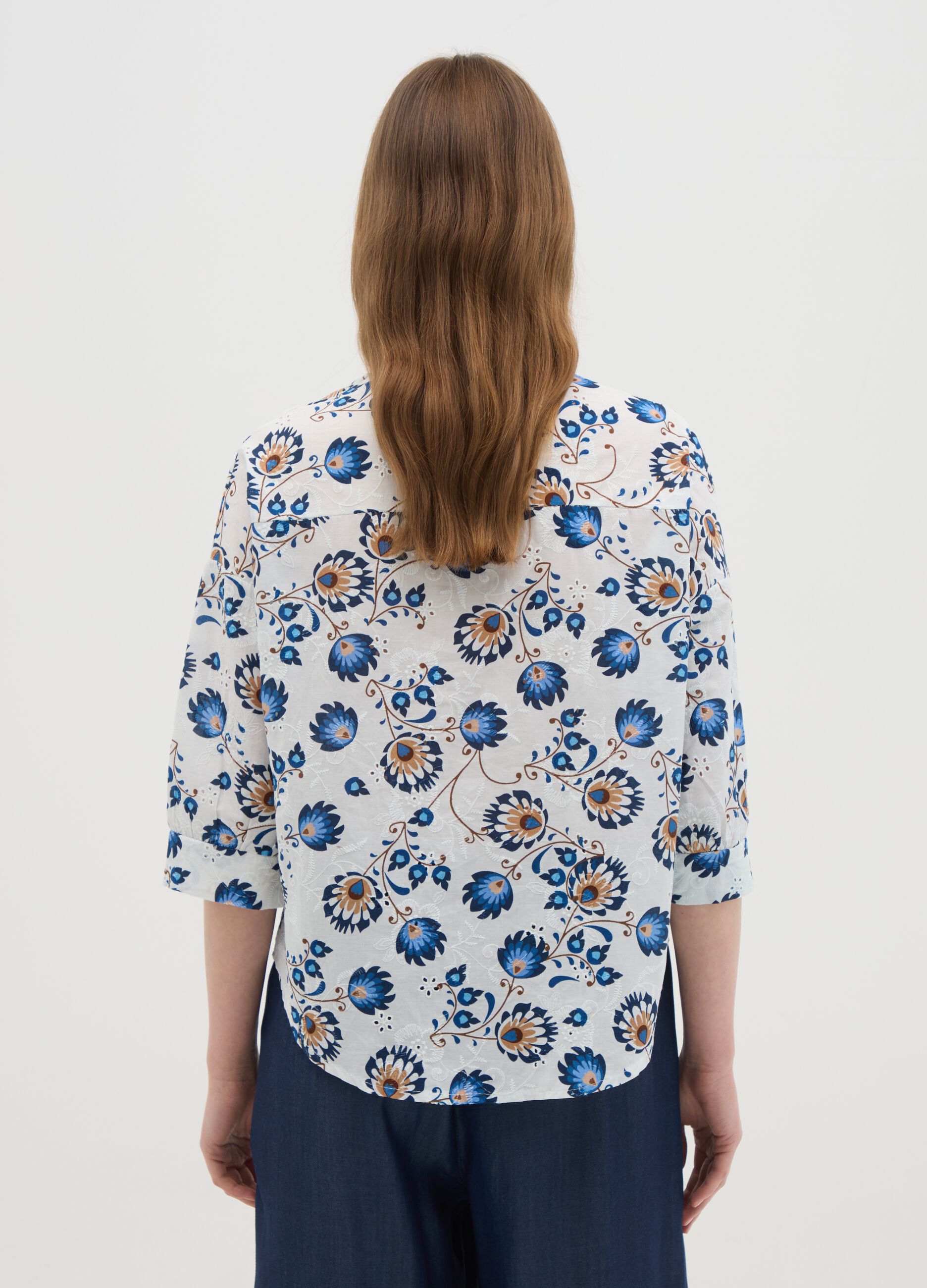 Multicolour regular fit women's shirt in pure cotton