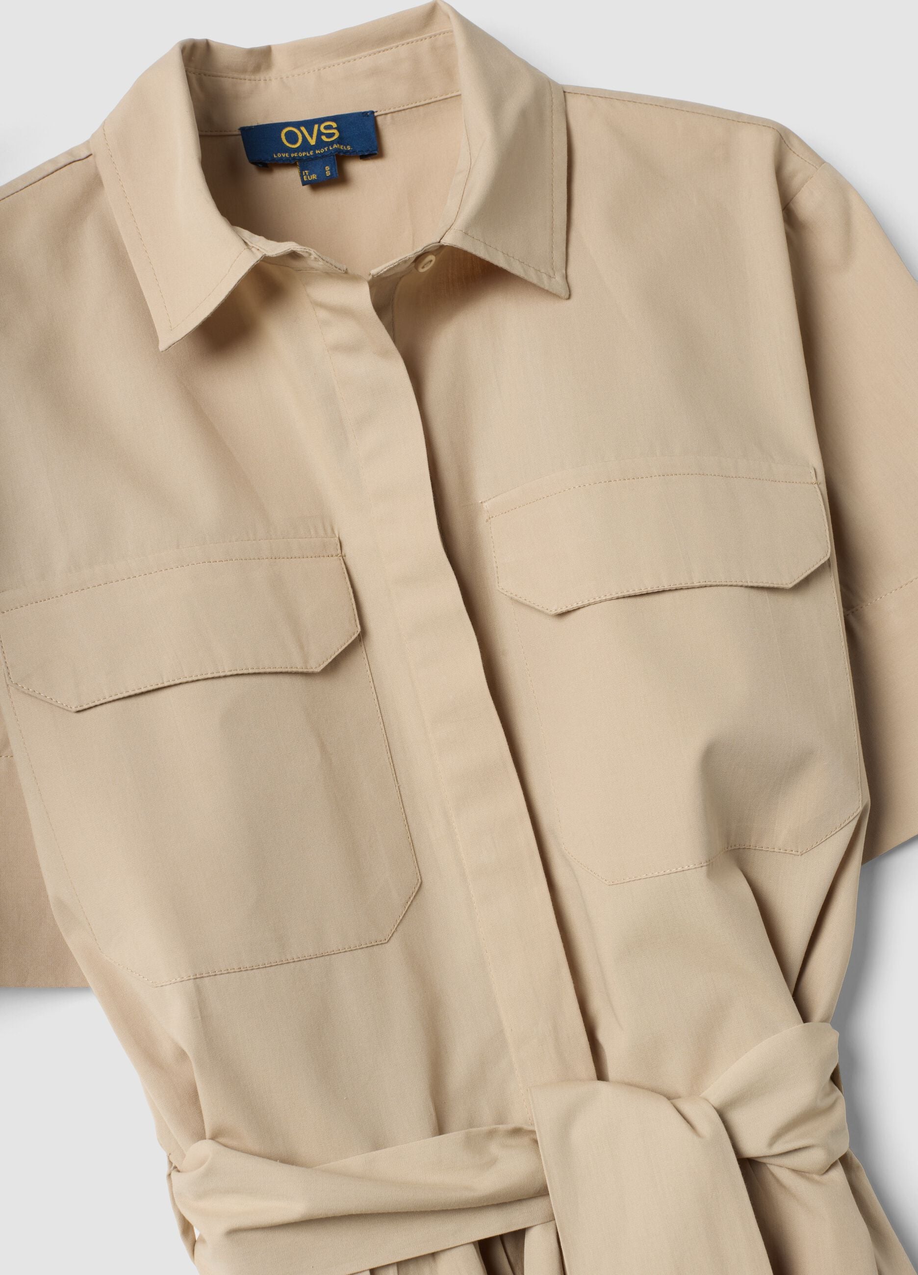 Beige pure cotton shirt dress
