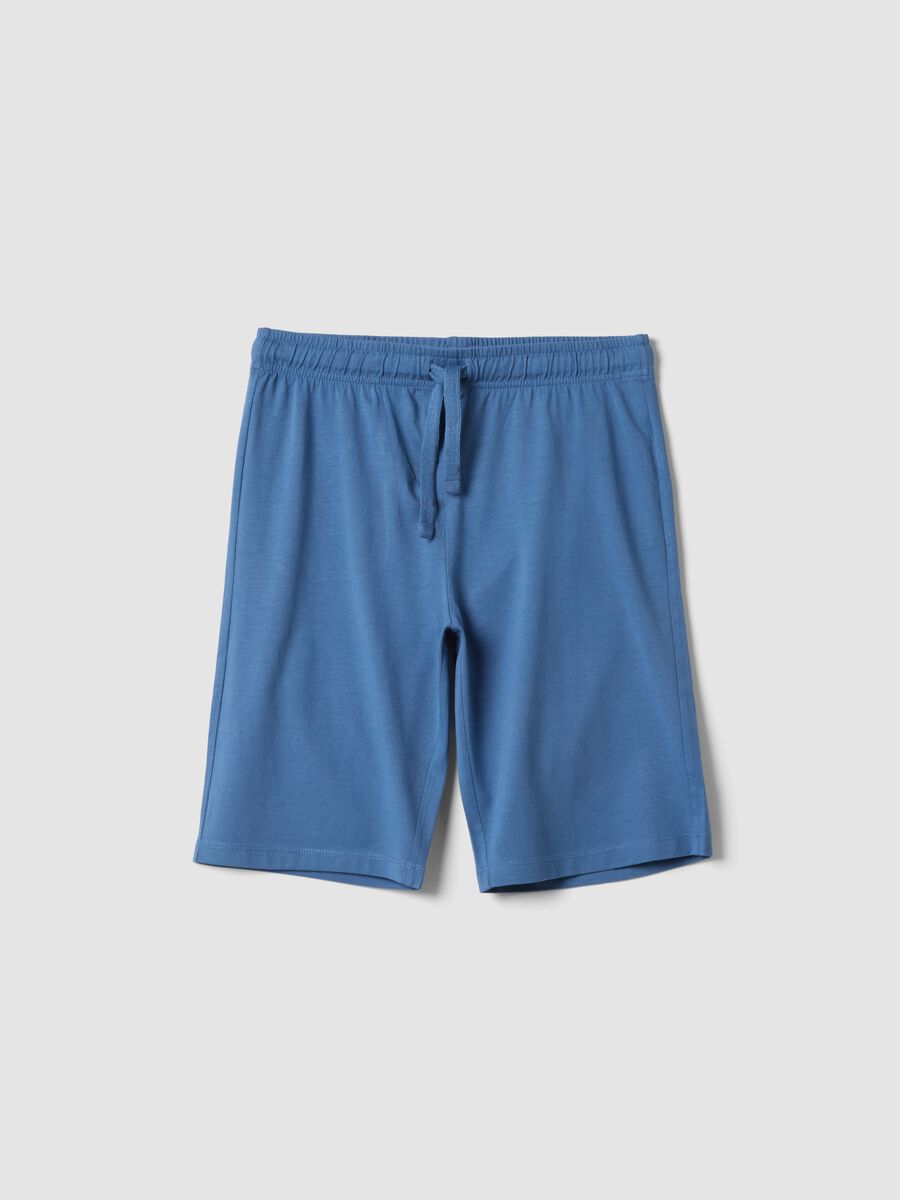 Shorts azzurri in puro cotone organico da ragazzo regular fit_0