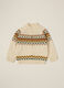Beige jacquard knit cardigan for newborn_0