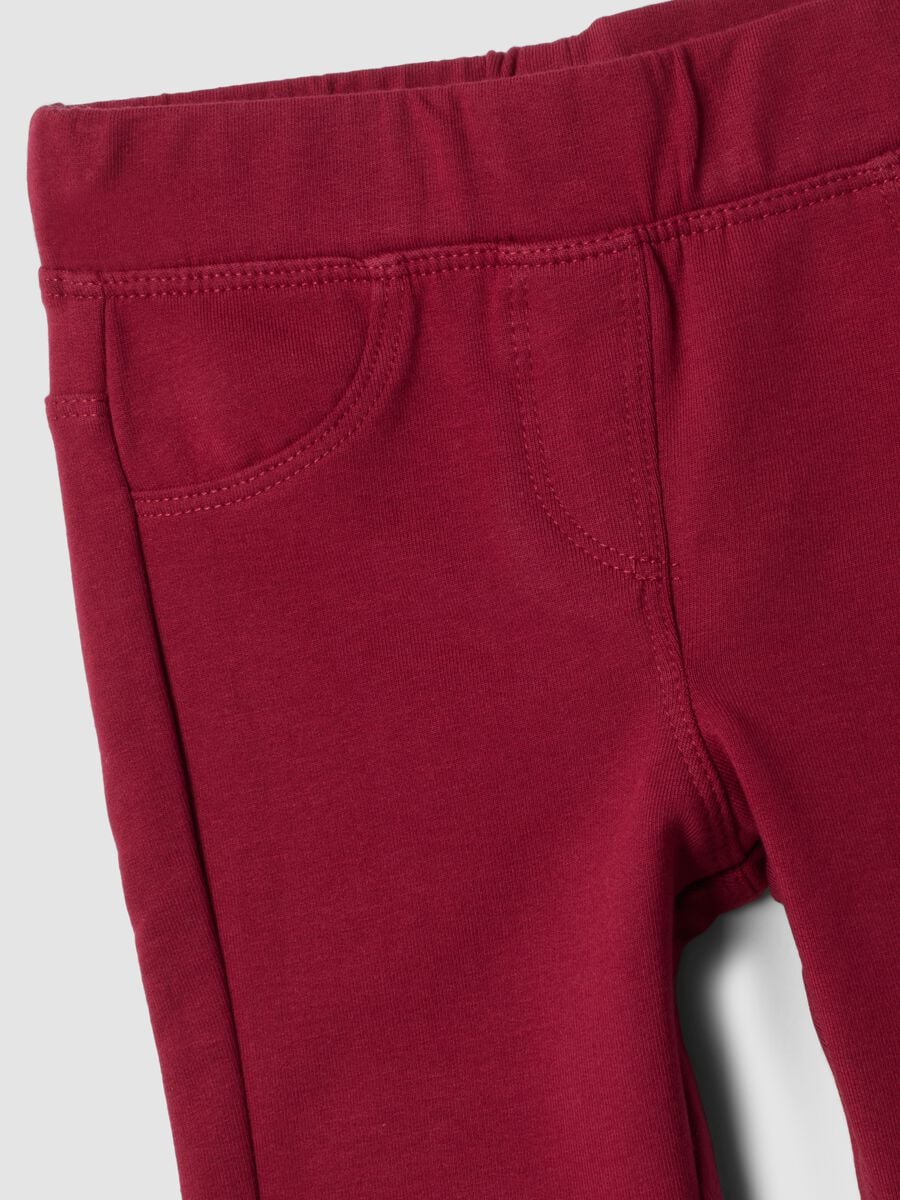Red organic stretch cotton treggings_2