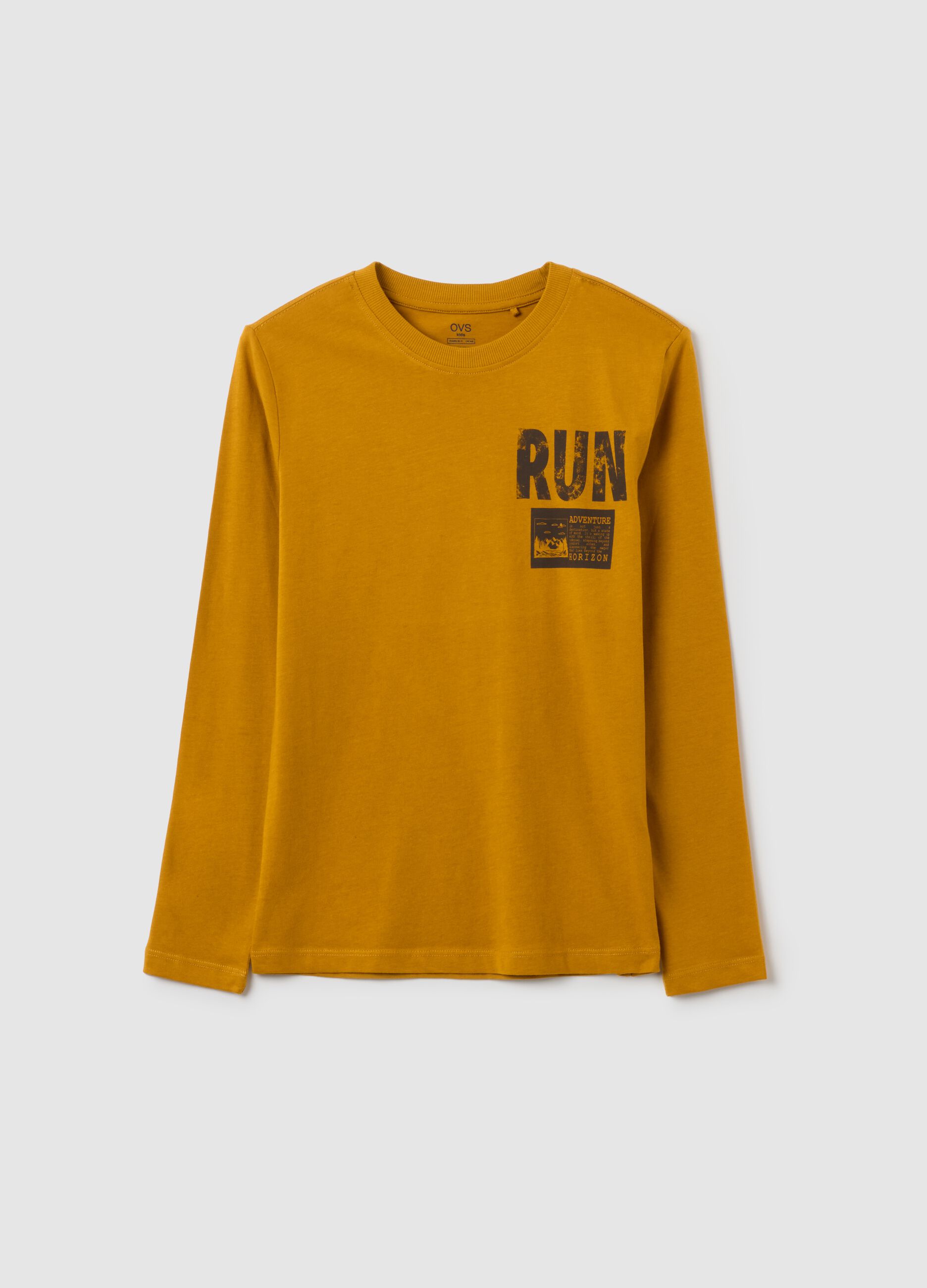 Boy's T-shirt in pure brown cotton regular fit