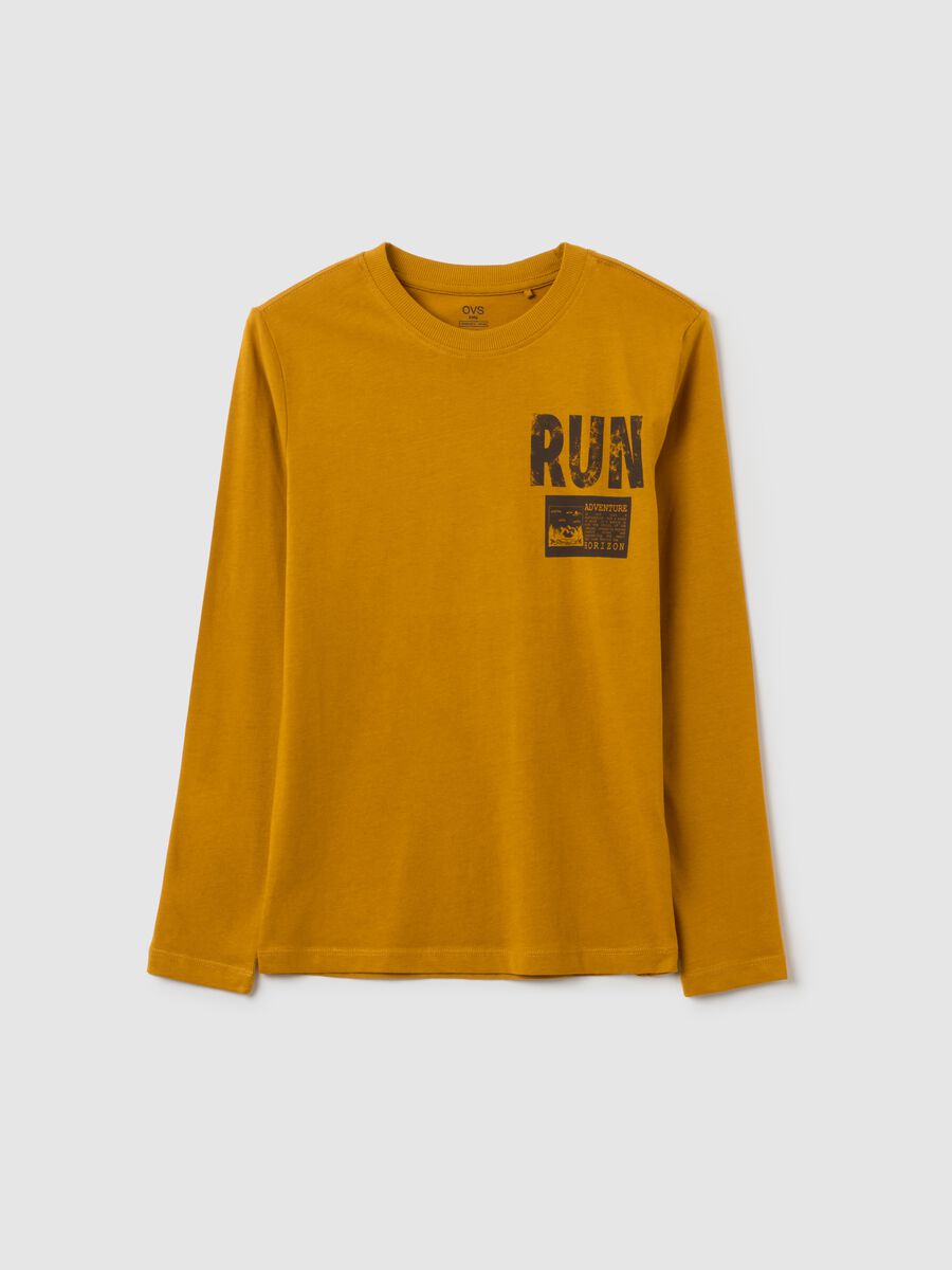 T-shirt da ragazzo in puro cotone marrone regular fit_0