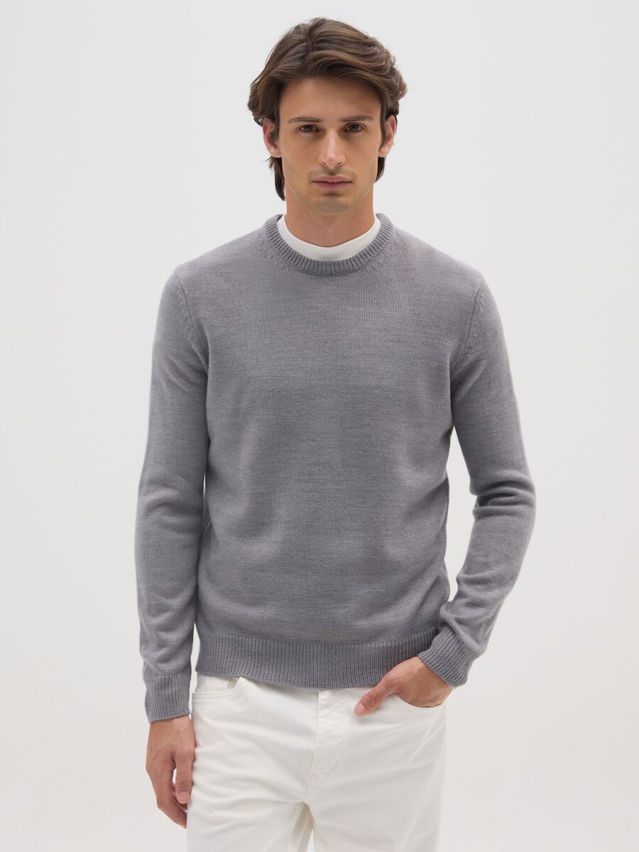 Grey Regular Fit Crew Neck Jumper_0