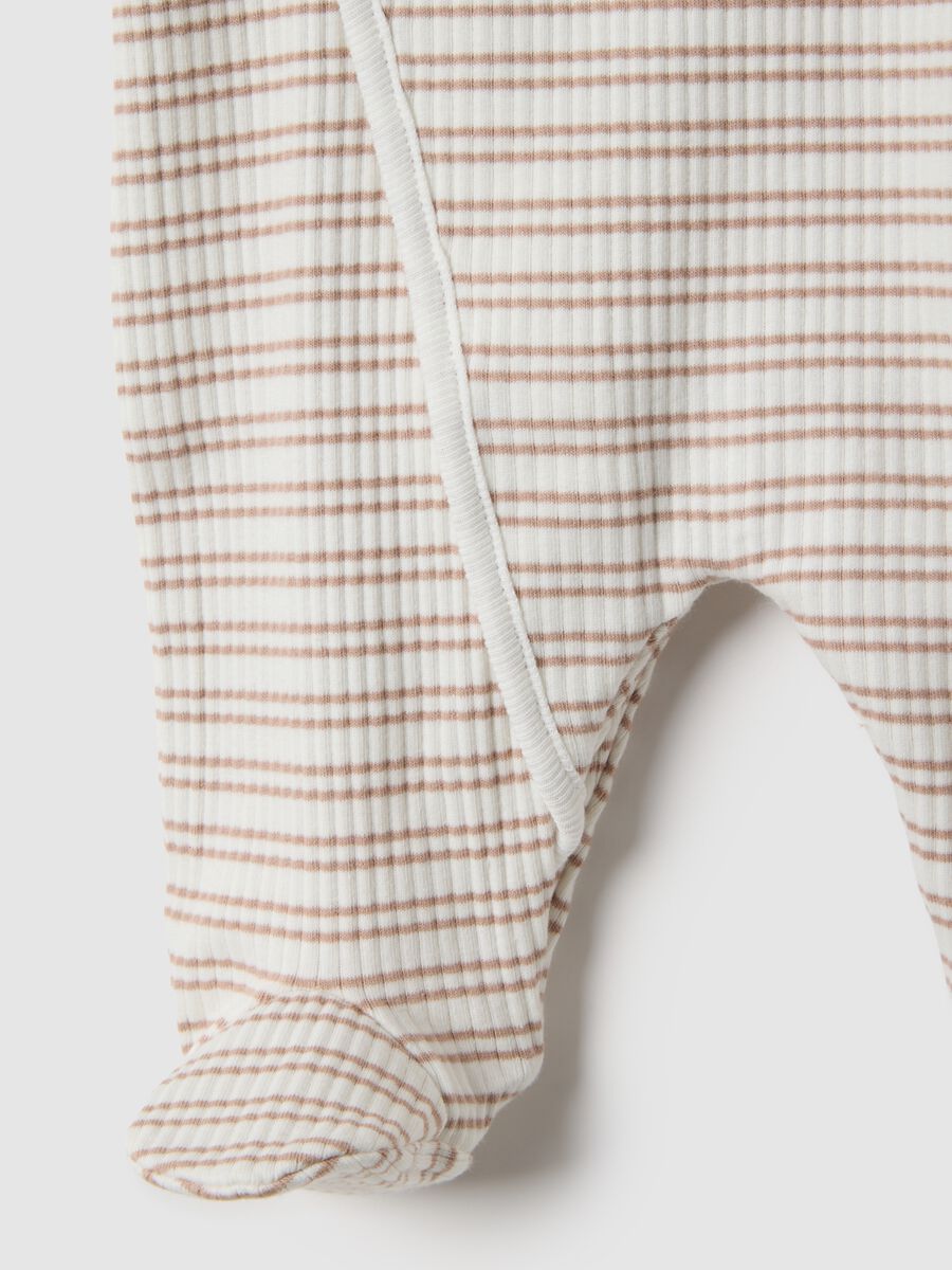 Newborn Multi-coloured Striped Stretch Cotton Sleepsuit_3