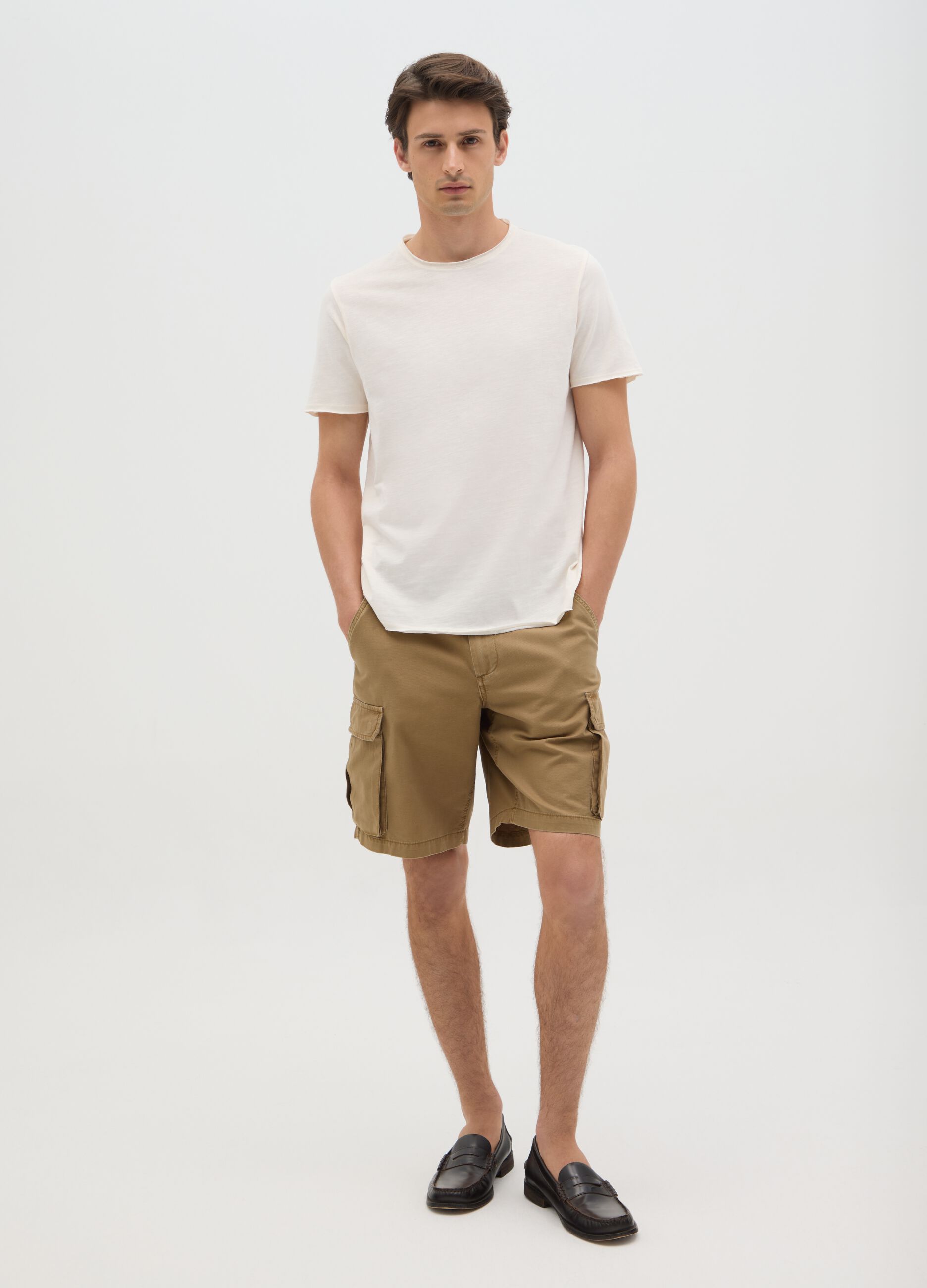 Men's brown pure cotton regular fit shorts