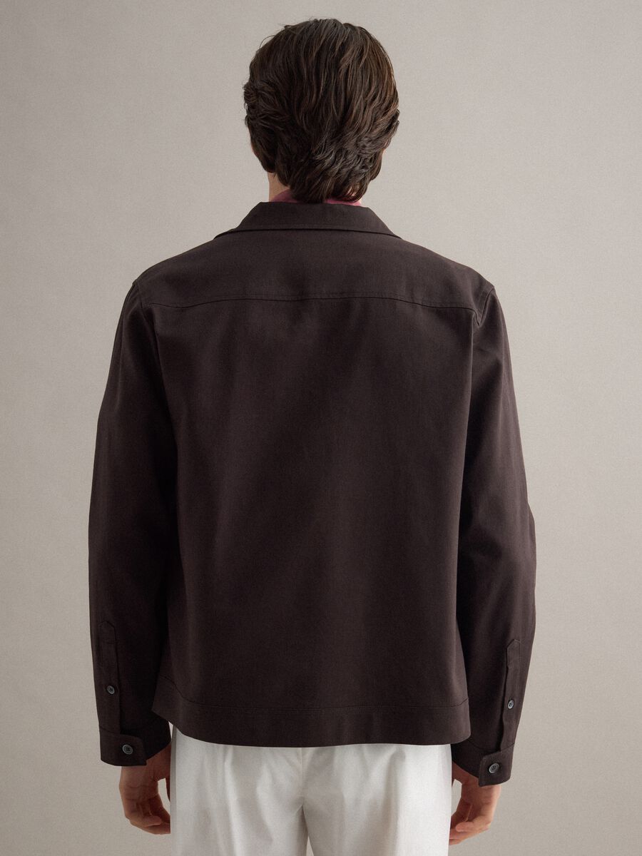 Giacca in misto cotone e lino marrone regular fit_3