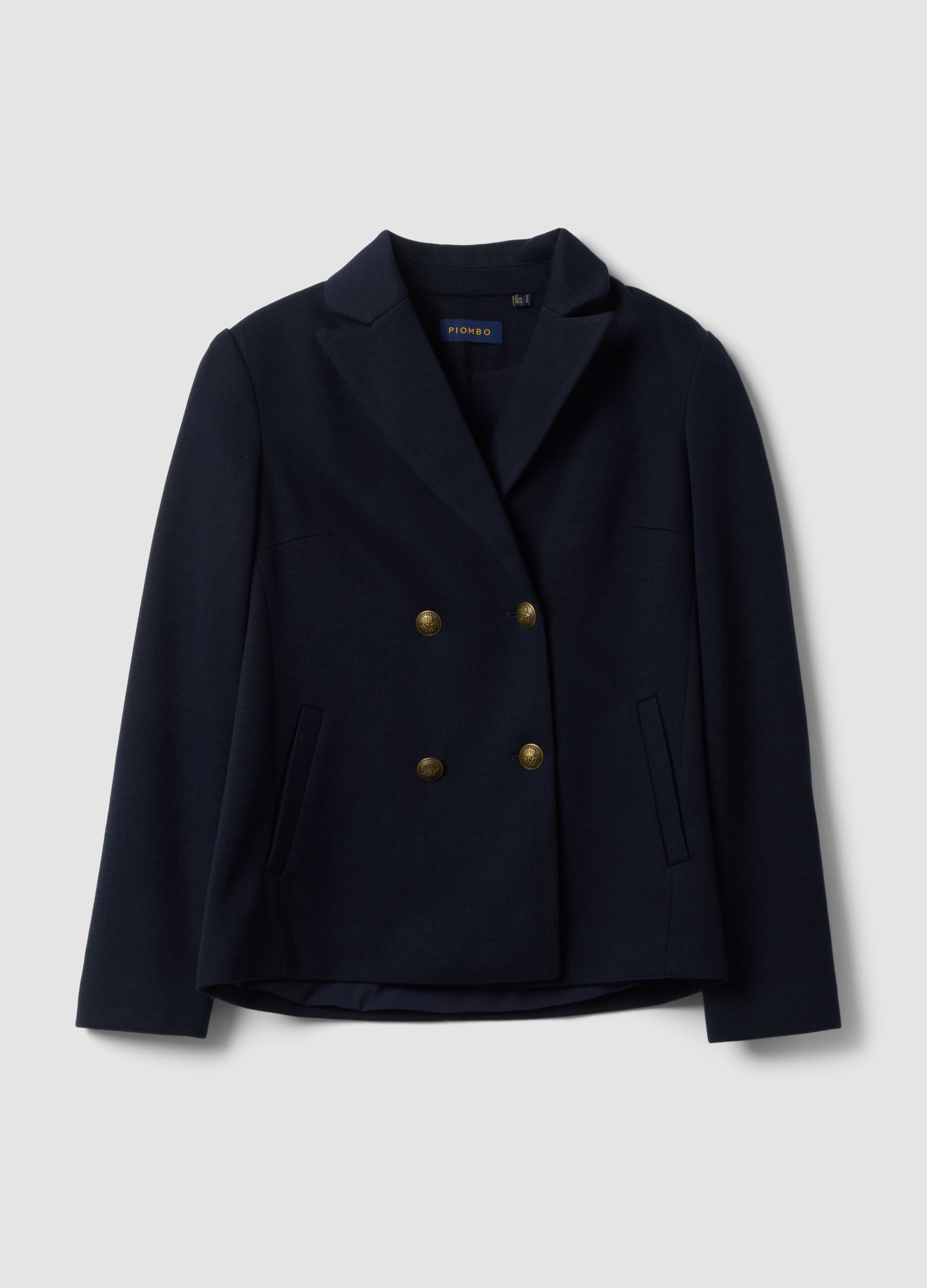 Navy regular-fit double-breasted blazer with classic lapels