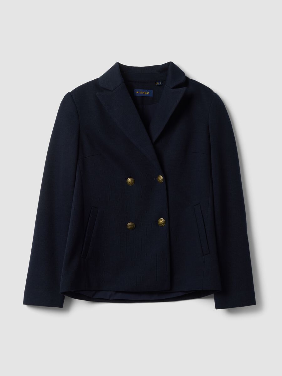 Blazer blu regular fit doppiopetto con rever classico_4