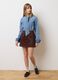 Brown stretch fabric skirt regular fit_0
