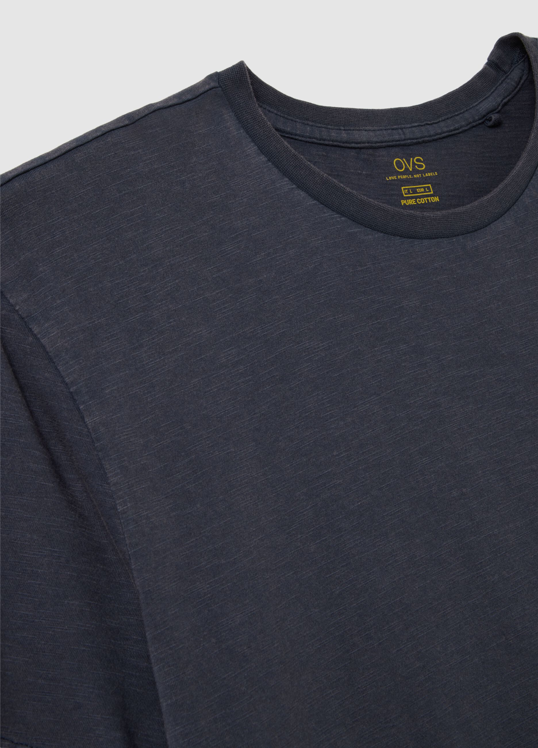 Men's blue pure cotton T-shirt, regular fit