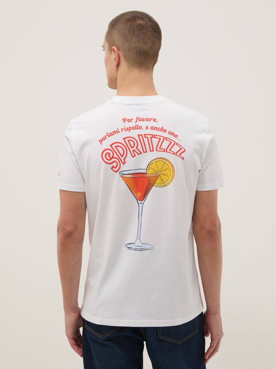 White pure cotton regular fit T-shirt with spritz prints_2