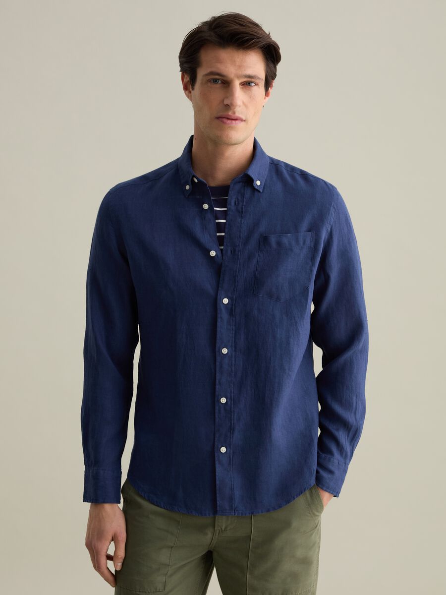 Button-down shirt in linen_0