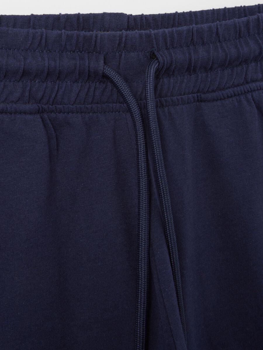 Blue cotton shorts with elastic waistband_2