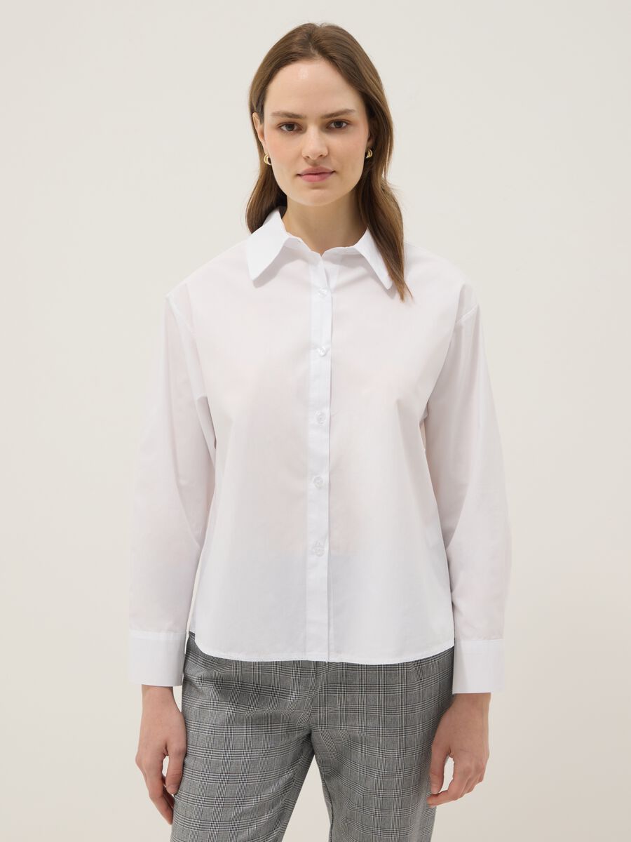 Camicia bianca in puro cotone slim fit_0
