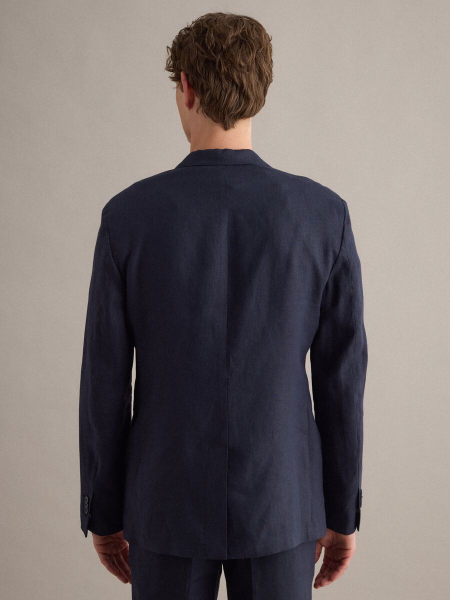 Blazer in puro lino blu regular fit_2