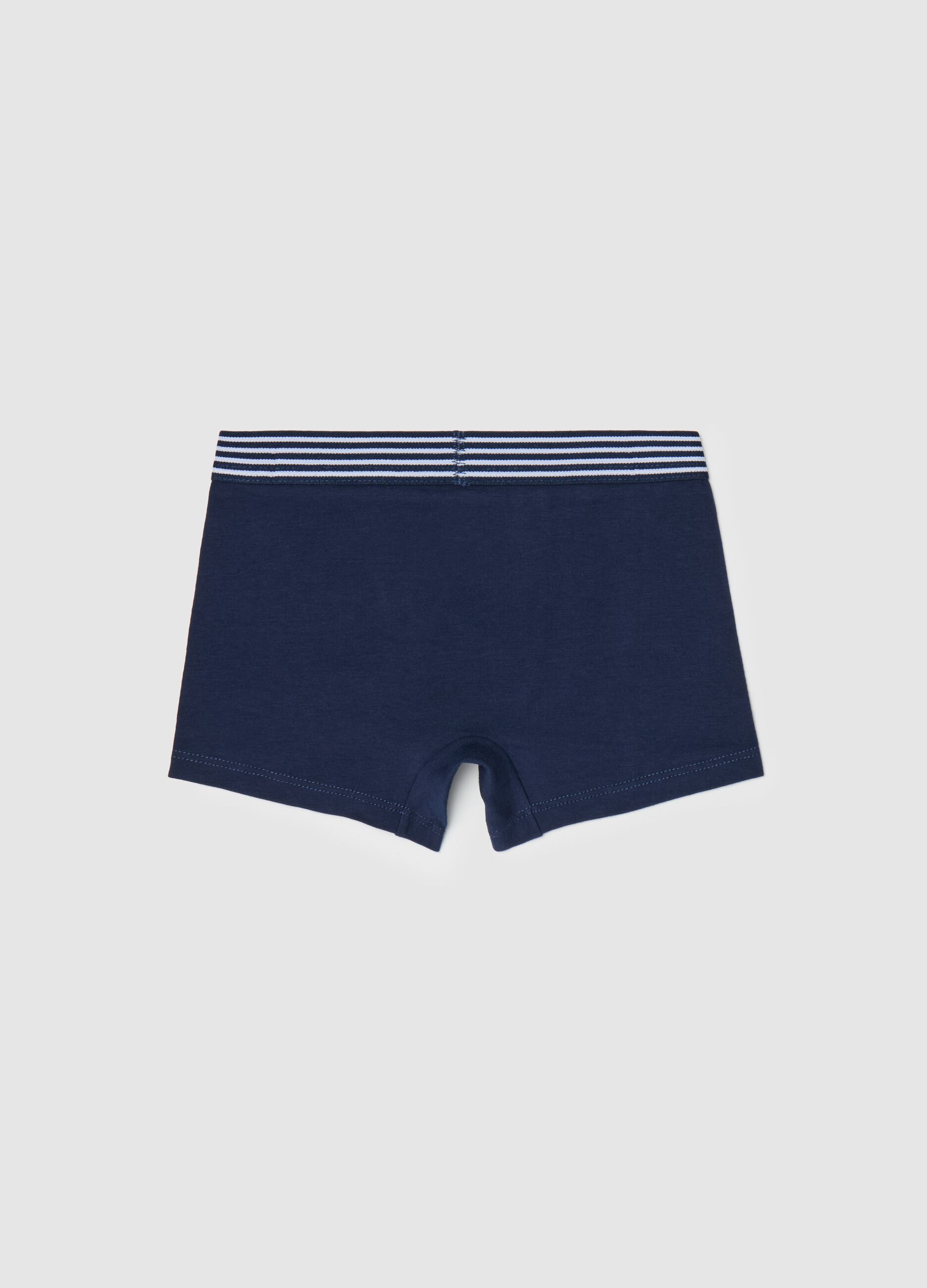 Boxer in cotone stretch con dettaglio a righe 