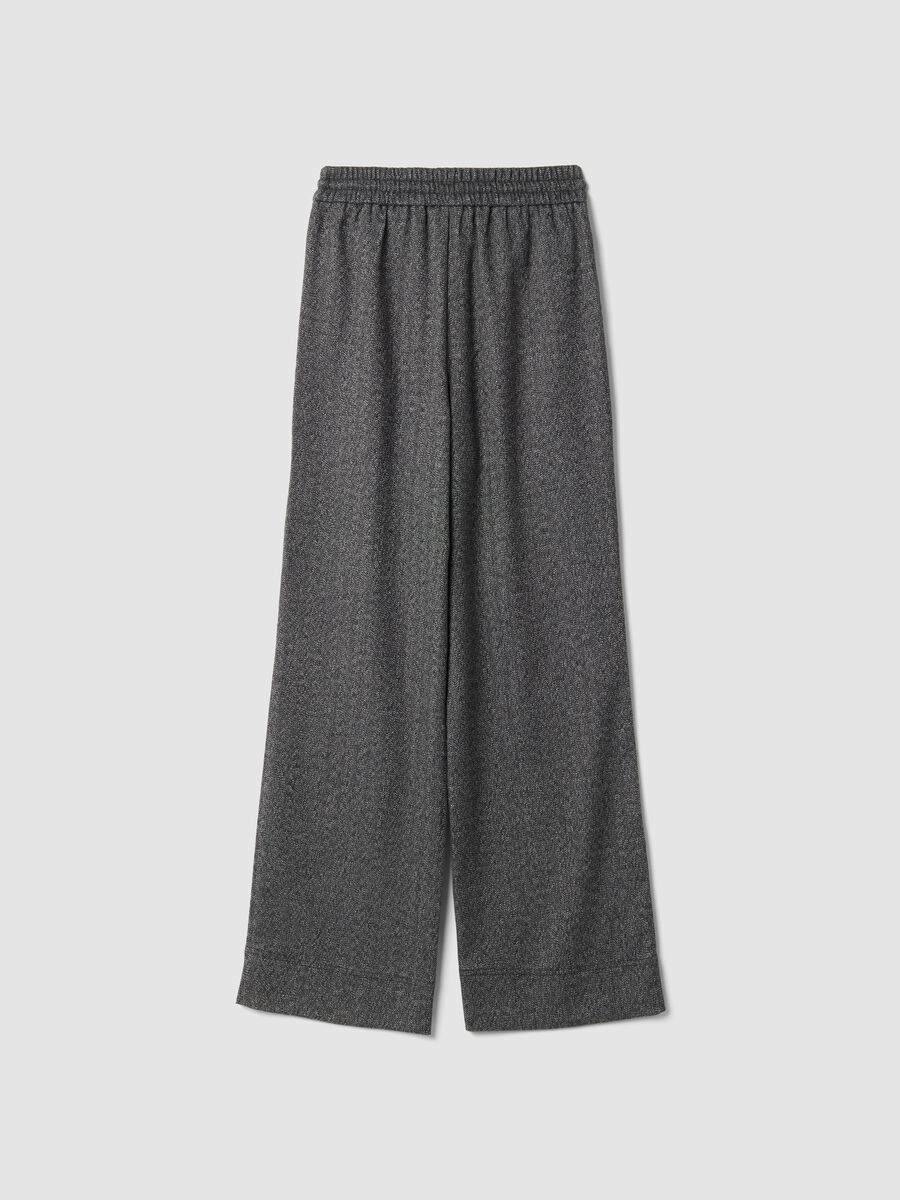 Grey stretch viscose-blend wide-leg joggers with pattern_1