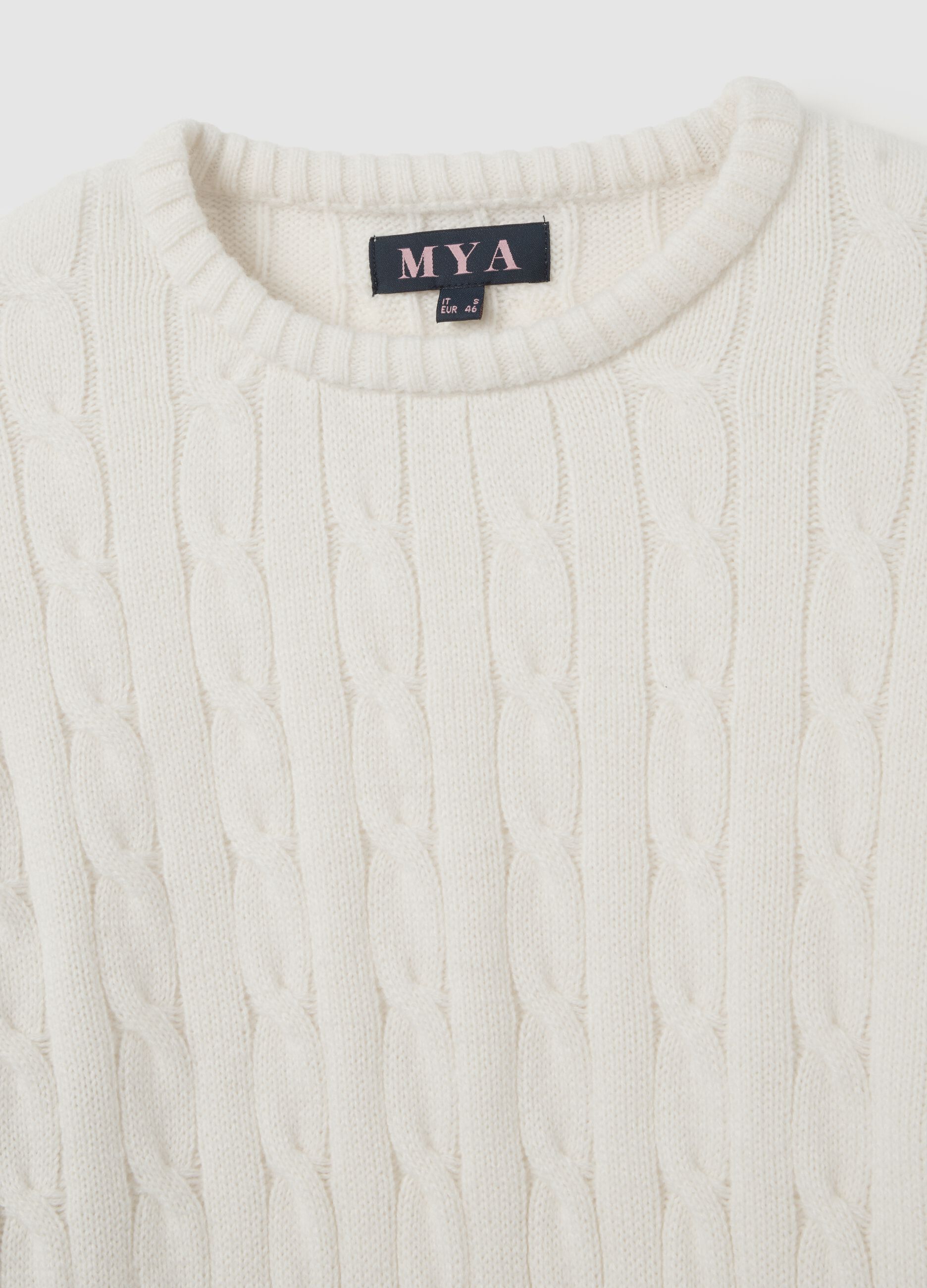 Pullover bianco in misto acrilico e lana