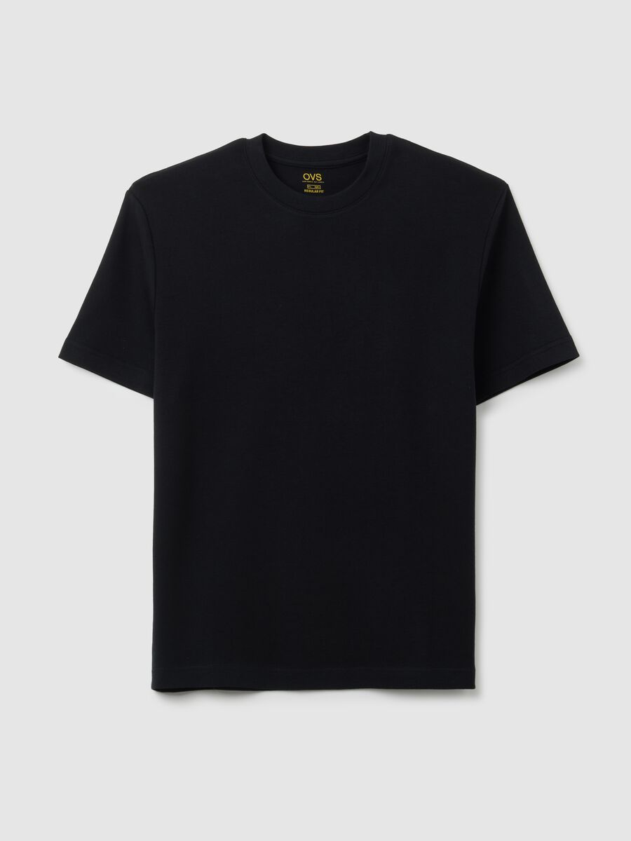 T-shirt nera in cotone regular fit _0