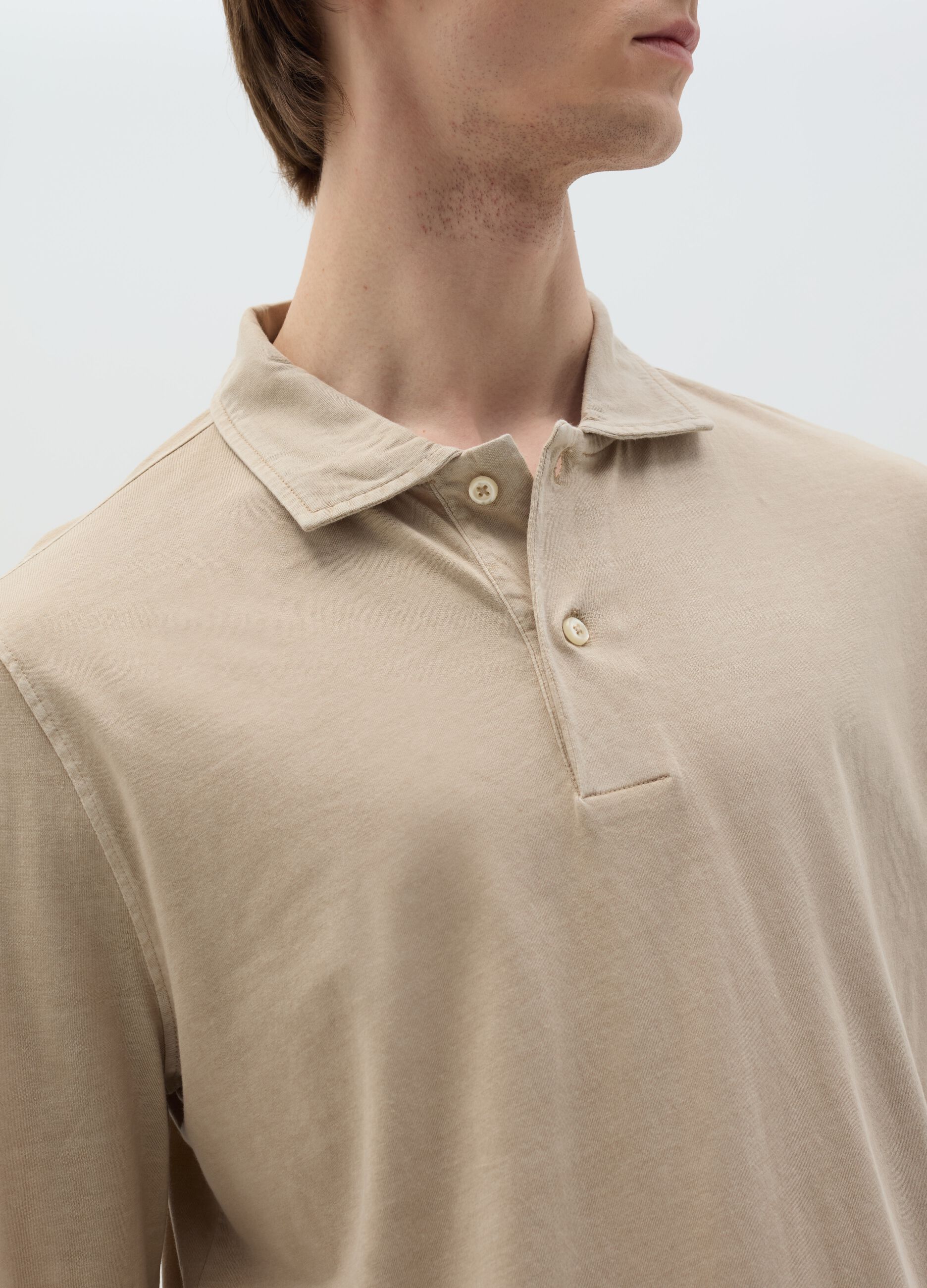 Long-sleeved polo shirt in cotton