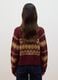 Red crew-neck jacquard wool-blend cardigan, regular fit_3
