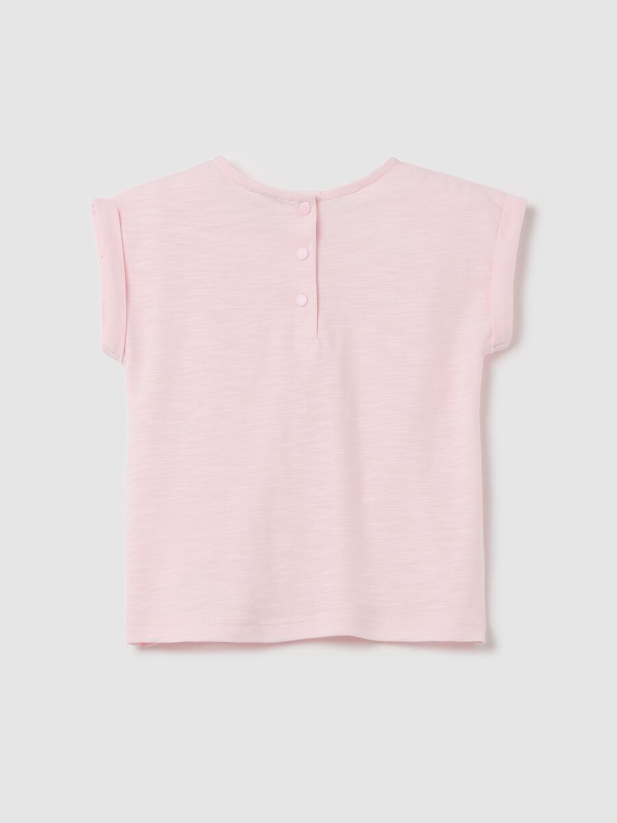 Cotton T-shirt with broderie anglaise insert_1