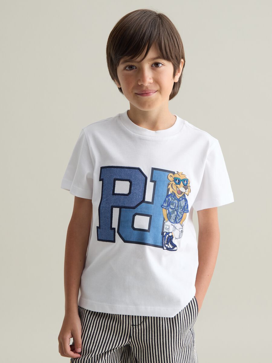 White children's cotton t-shirt with regular fit and print_0