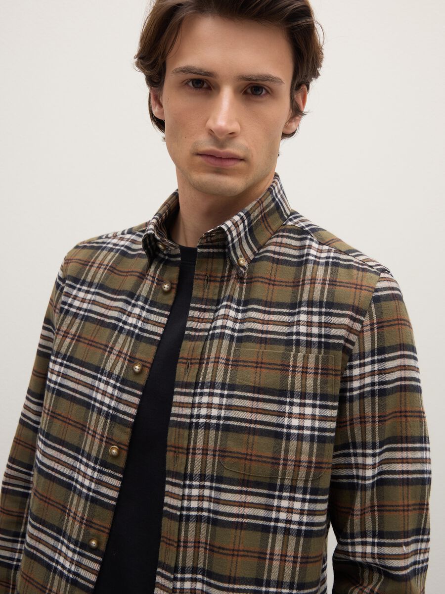 Long sleeve multicolour shirt in pure cotton regular fit with checks_3