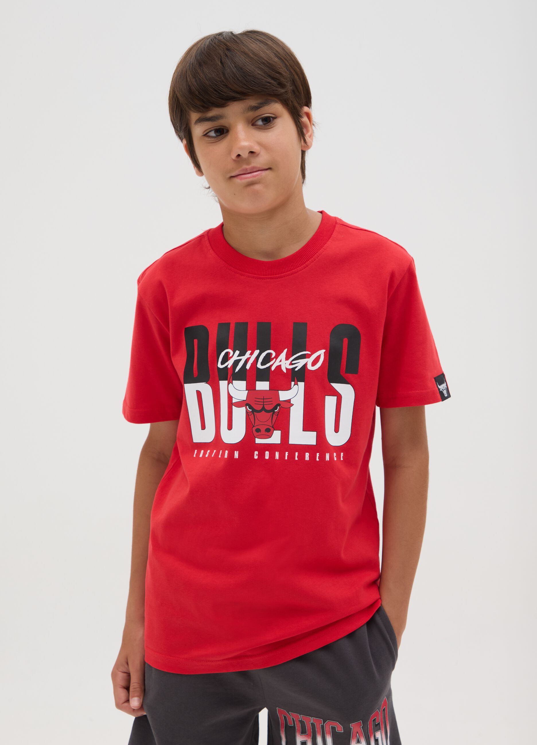 T-shirt da ragazzo in puro cotone rosso regular fit