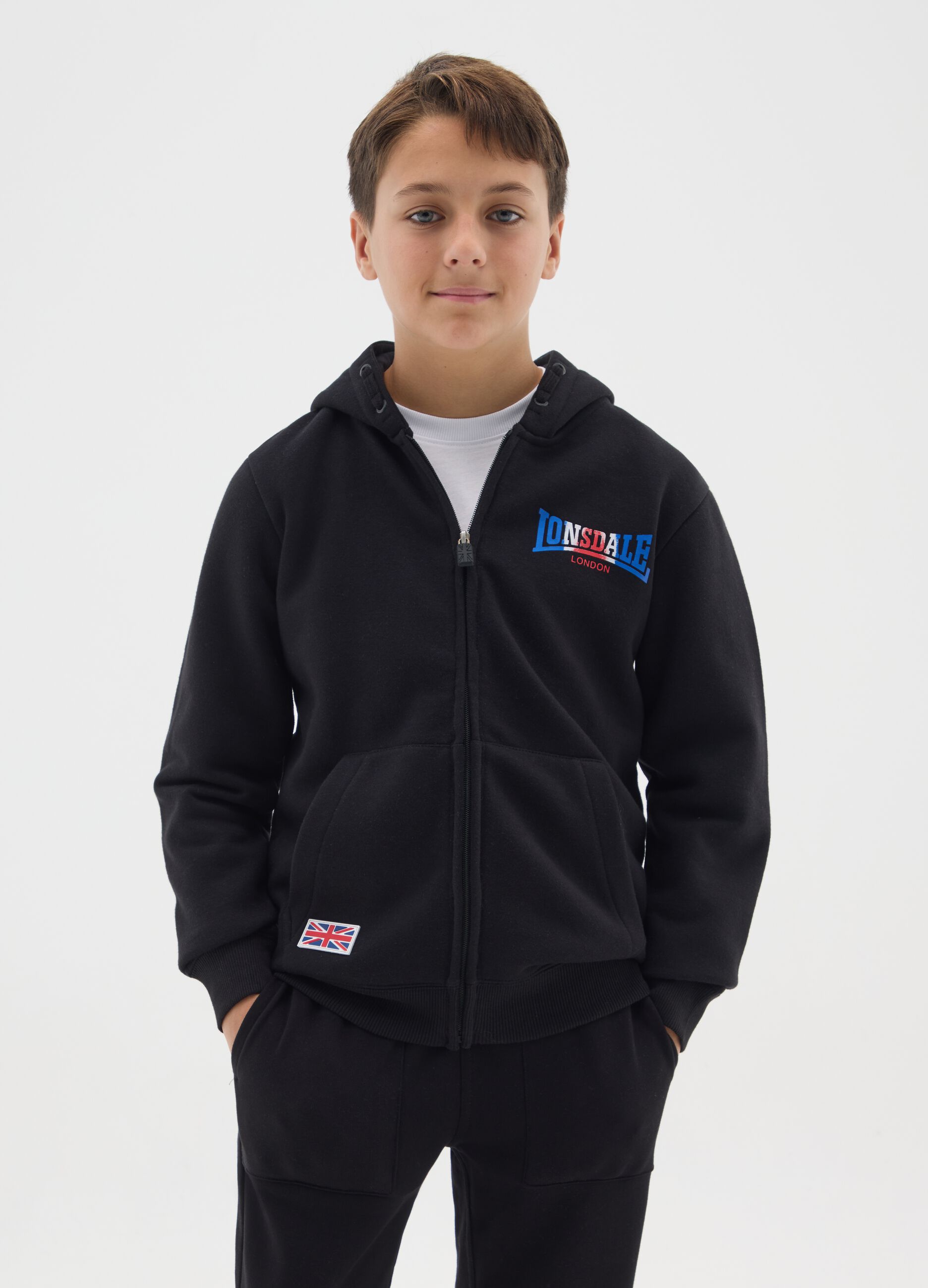 Black cotton blend children's hoodie