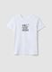 White pure organic cotton T-shirt with graphic for girls_0