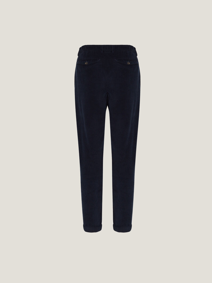 Pantaloni regular fit in corduroy con pinces_4