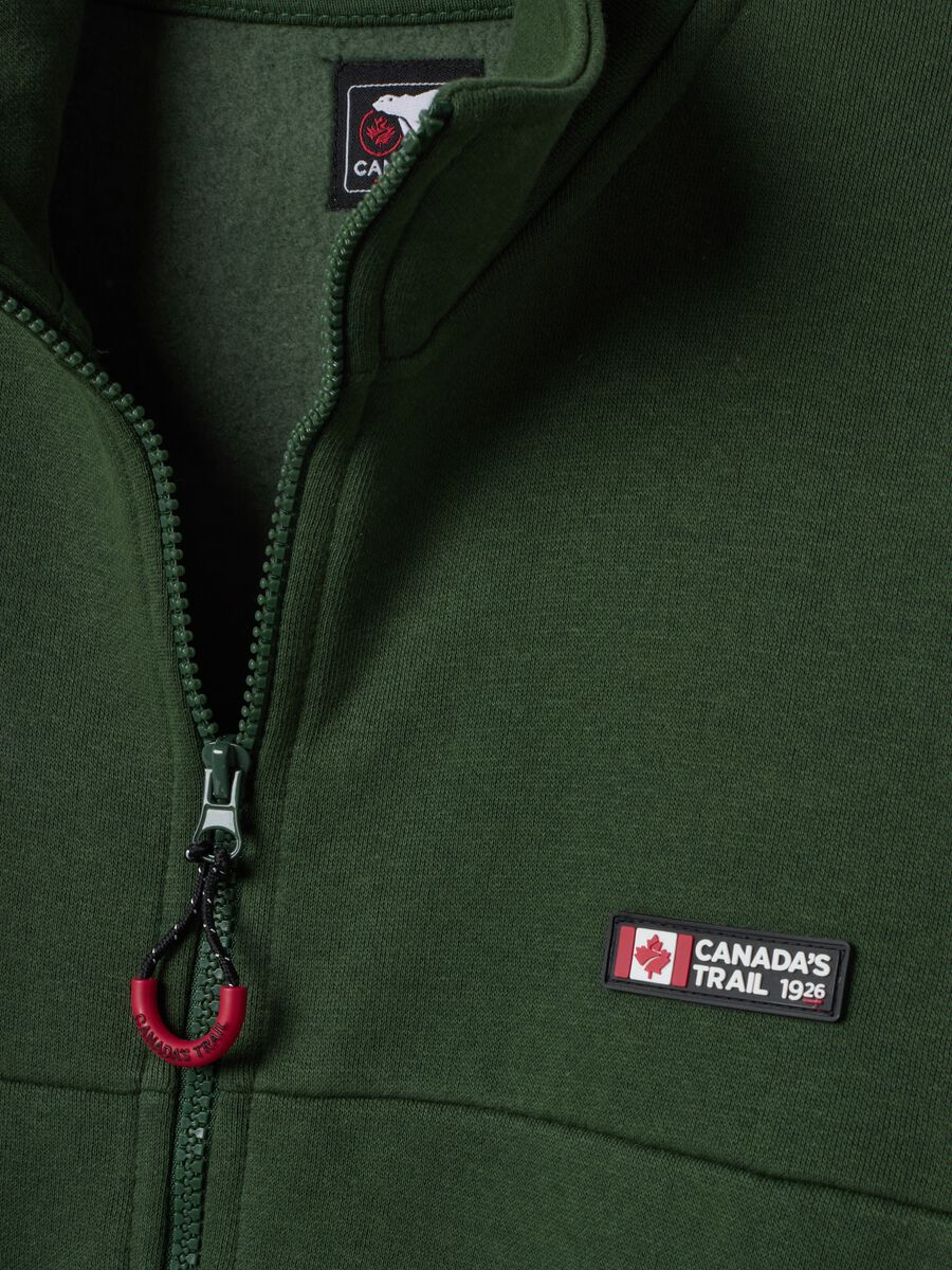 Green full-zip cotton-blend sweatshirt with zip and high collar_1