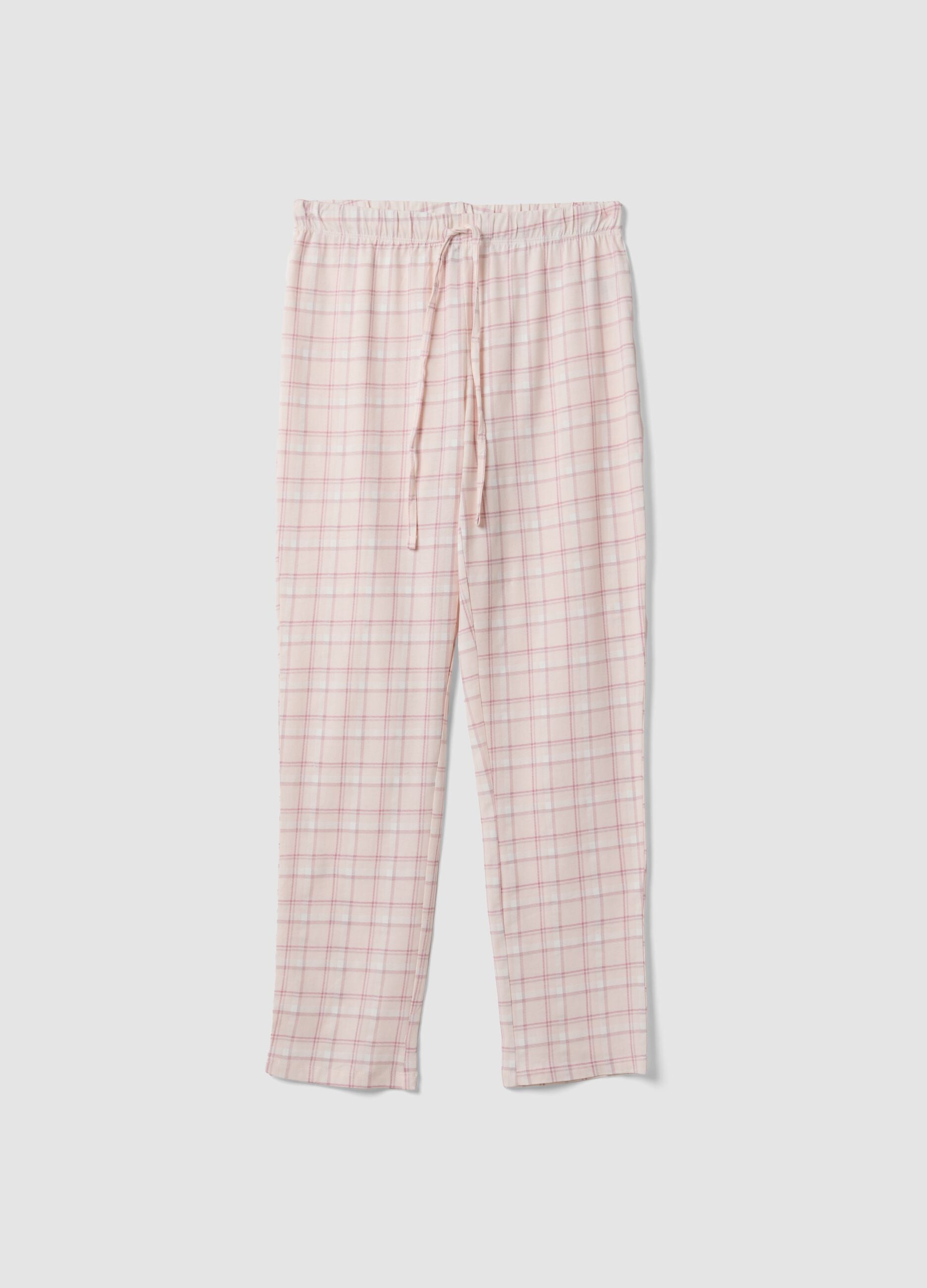Pantaloni pigiama multicolor in puro cotone organico a quadri