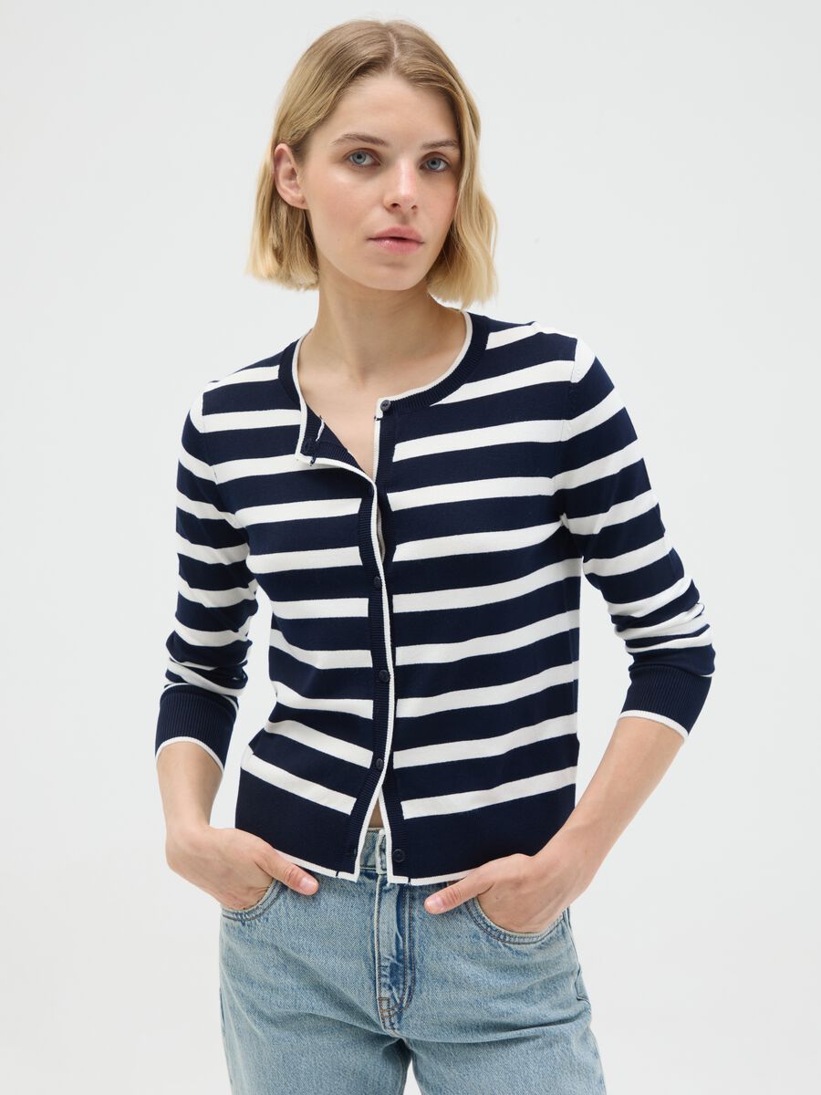 Regular fit multicolour stretch blend cardigan_0