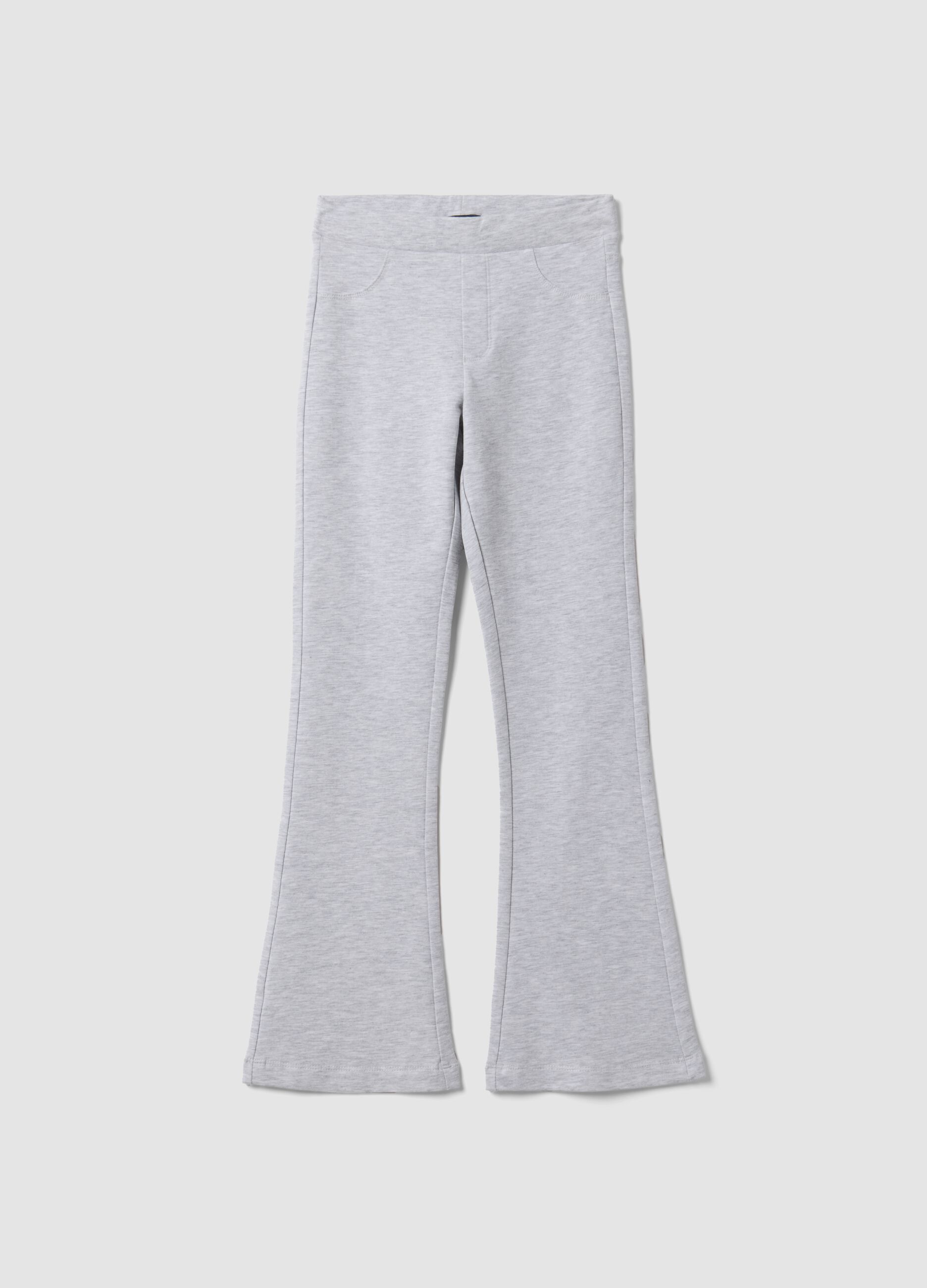 Girls' slim-fit stretch organic cotton grey trousers