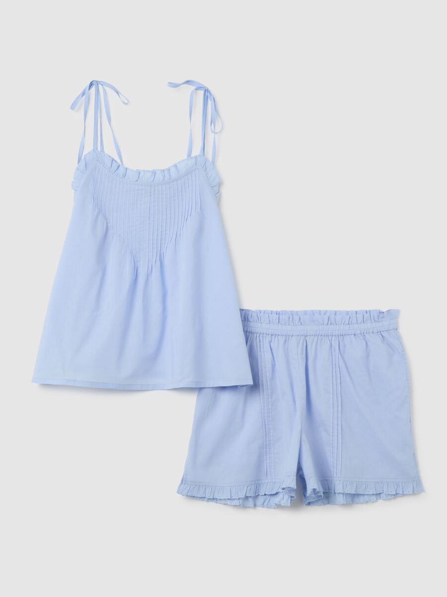 Women's light blue summer set in pure cotton, regular fit_4