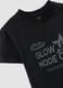 Black organic cotton T-shirt with silver graphic for girls_2