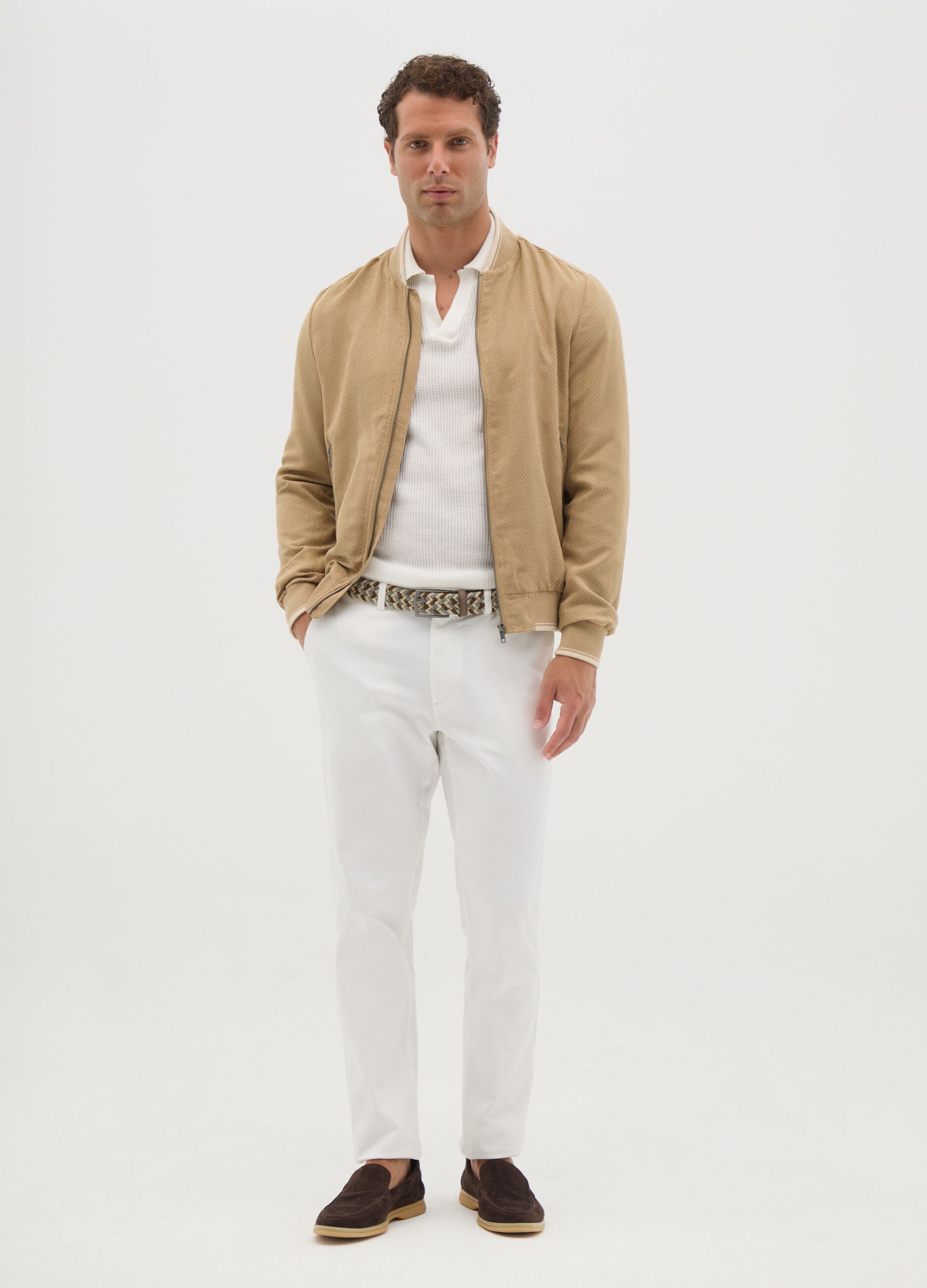 Bomber traforato beige