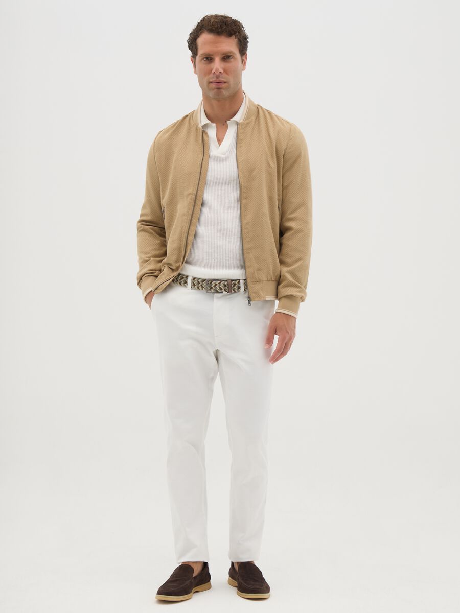 Openwork beige bomber jacket_1