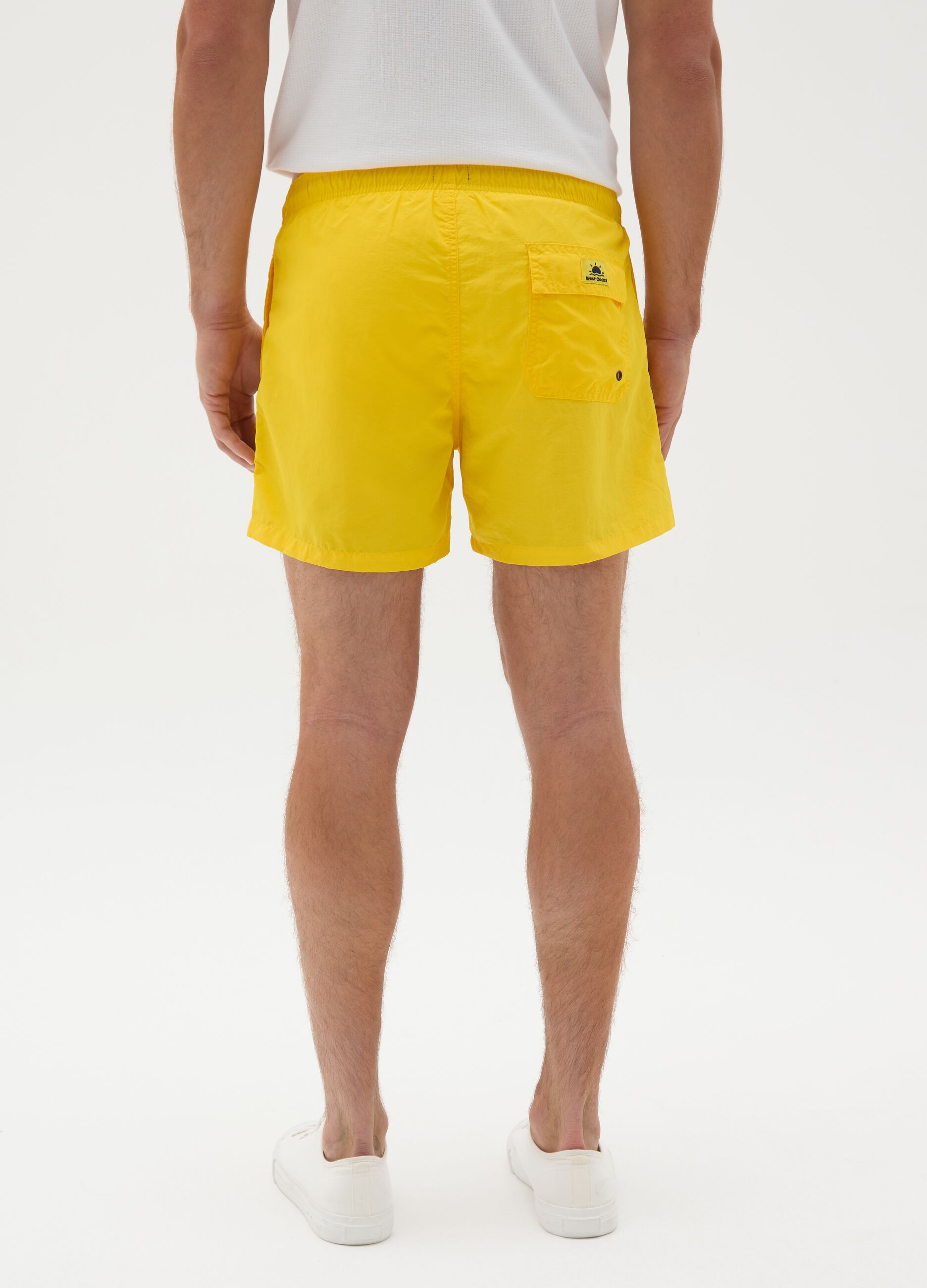 Men's Yellow Regular Fit Swim Shorts