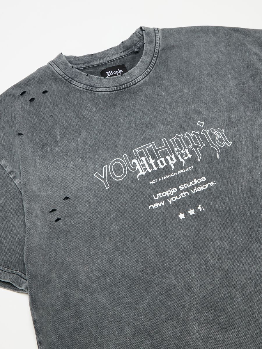 Distressed Graphic T-shirt Vintage Grey_5