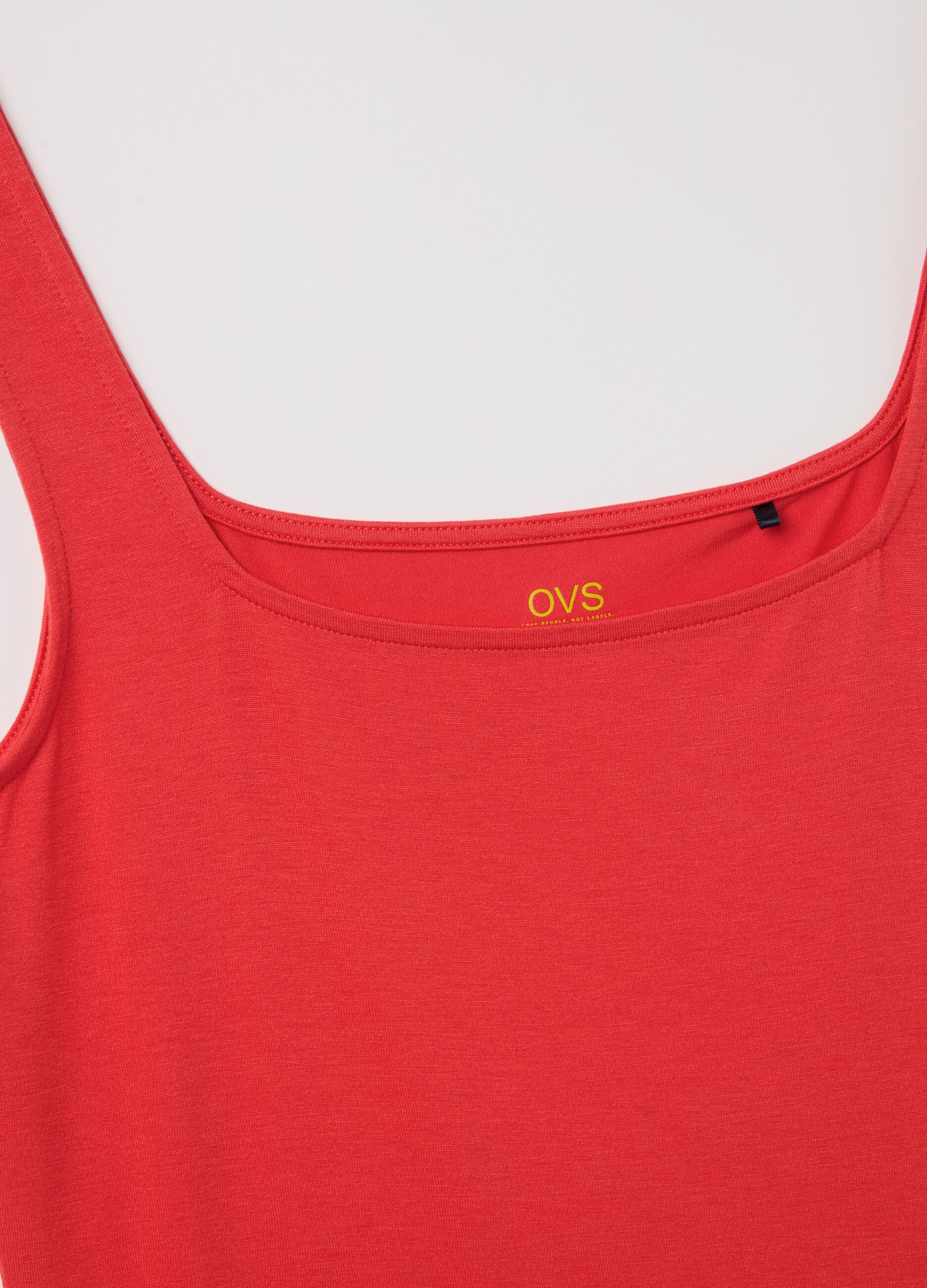 Tank top basic rosso in viscosa stretch