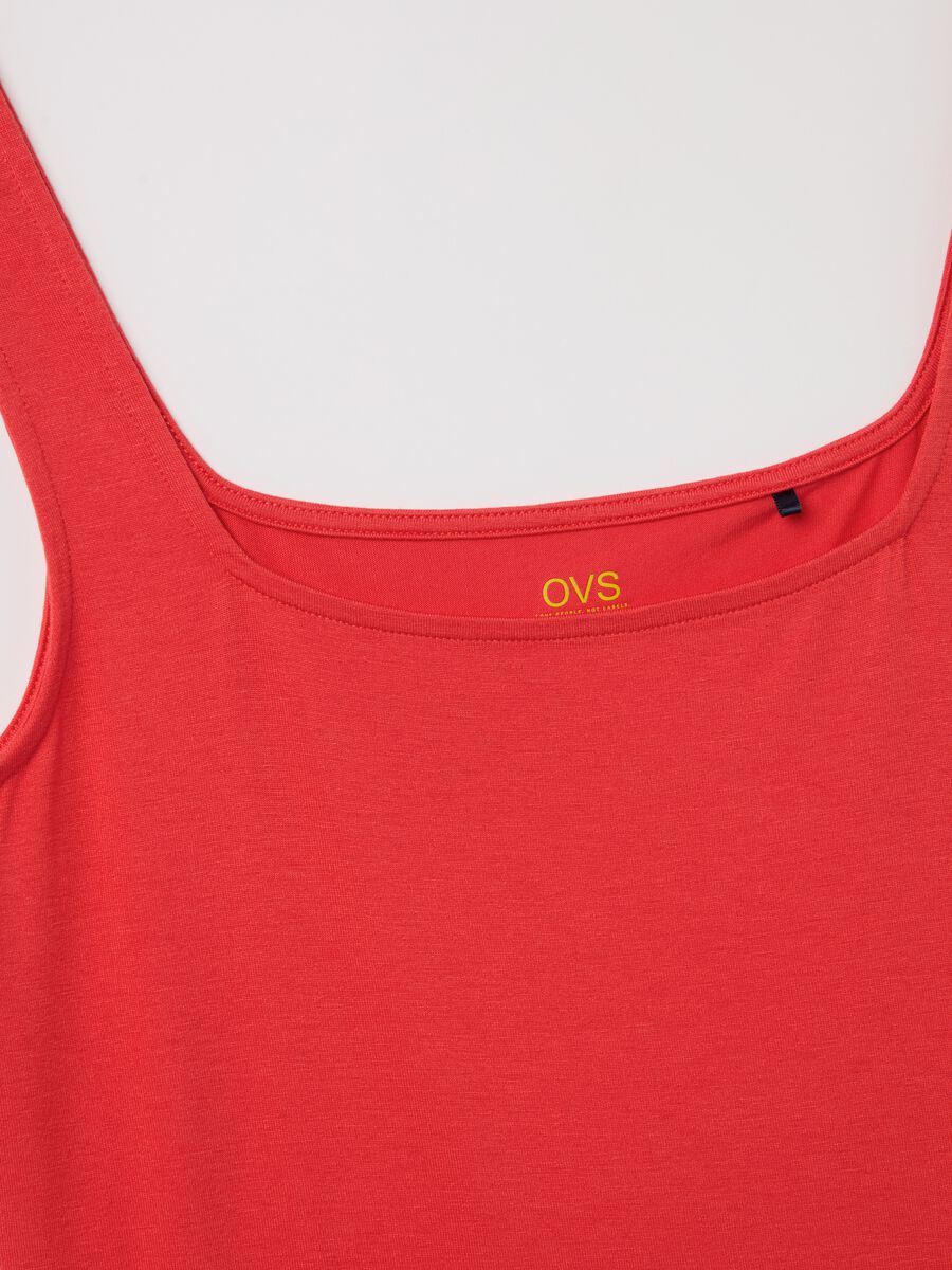Basic red tank top in stretch viscose_5