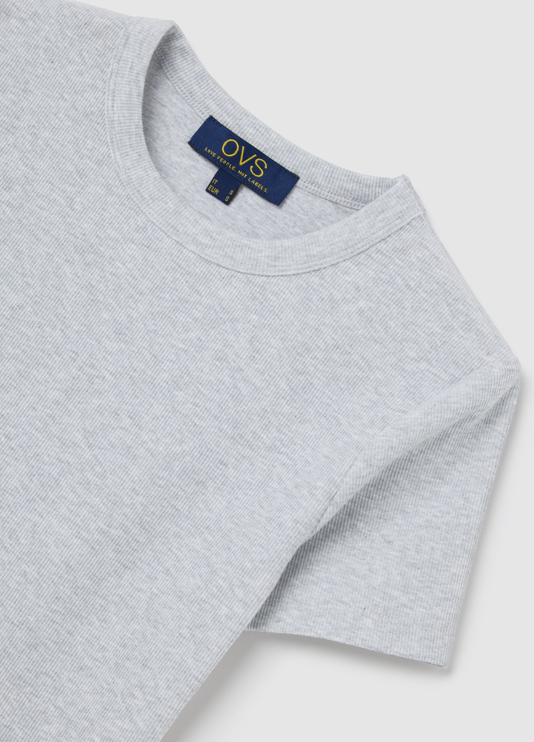 Grey short sleeve stretch cotton T-shirt
